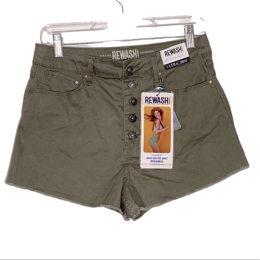 ✅ Rewash NY LA Super High Rise Casey Short Sz 9 Olive Green